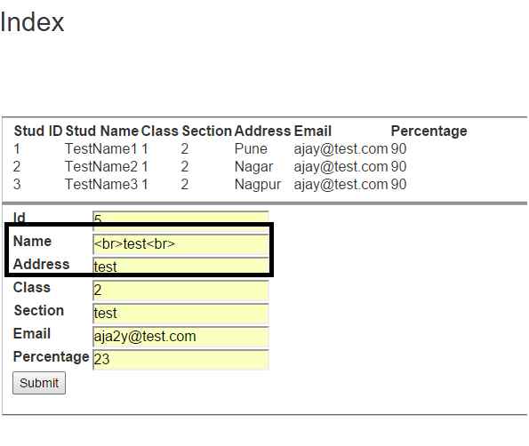click on submit button